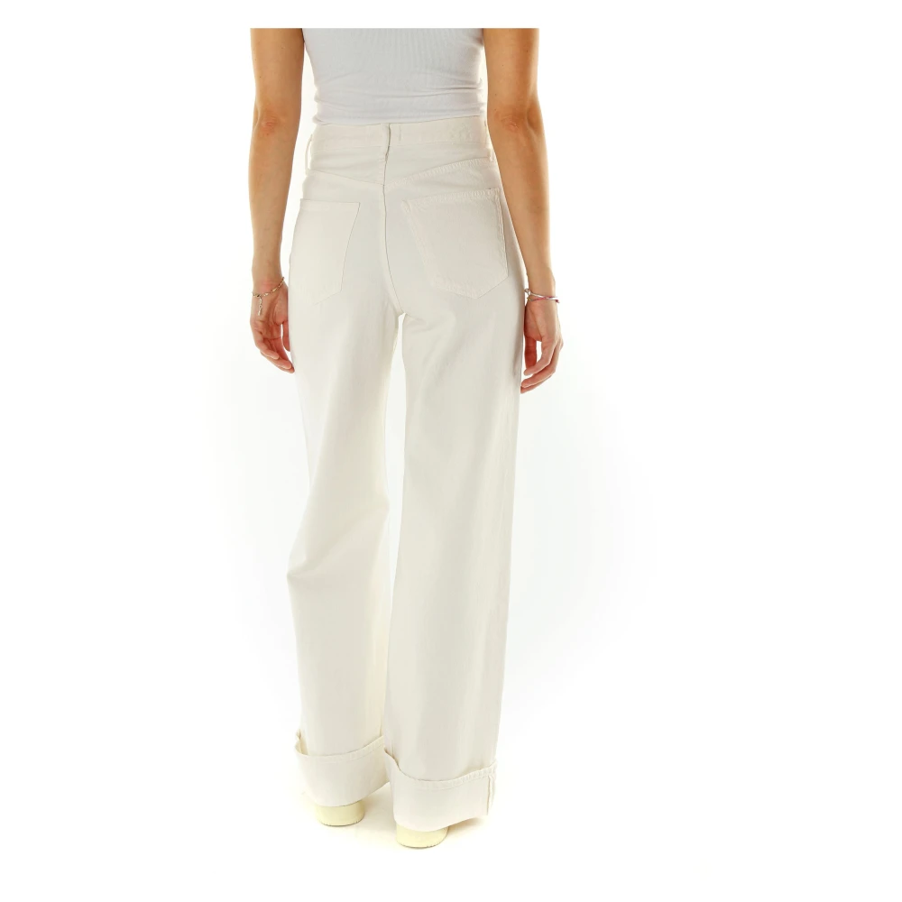 Agolde Hoge Taille Wide Leg Jeans Beige Dames