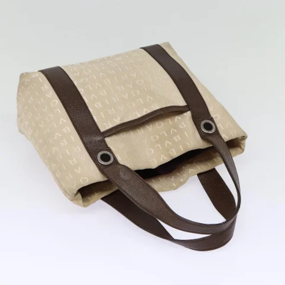 Bvlgari Vintage Pre-owned Canvas handbags Beige Dames