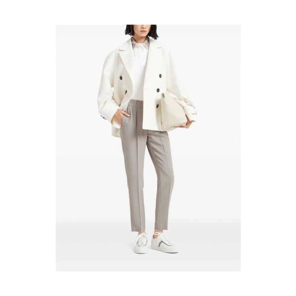 BRUNELLO CUCINELLI Witte Polo Sweater Korte Mouwen White Dames