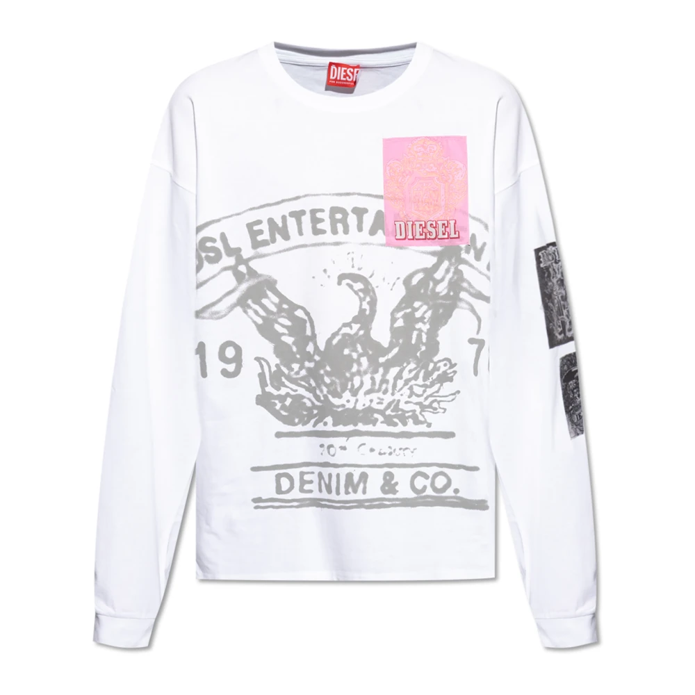 Diesel T-shirt 'T-Boxt-Ls-Q10' White Heren