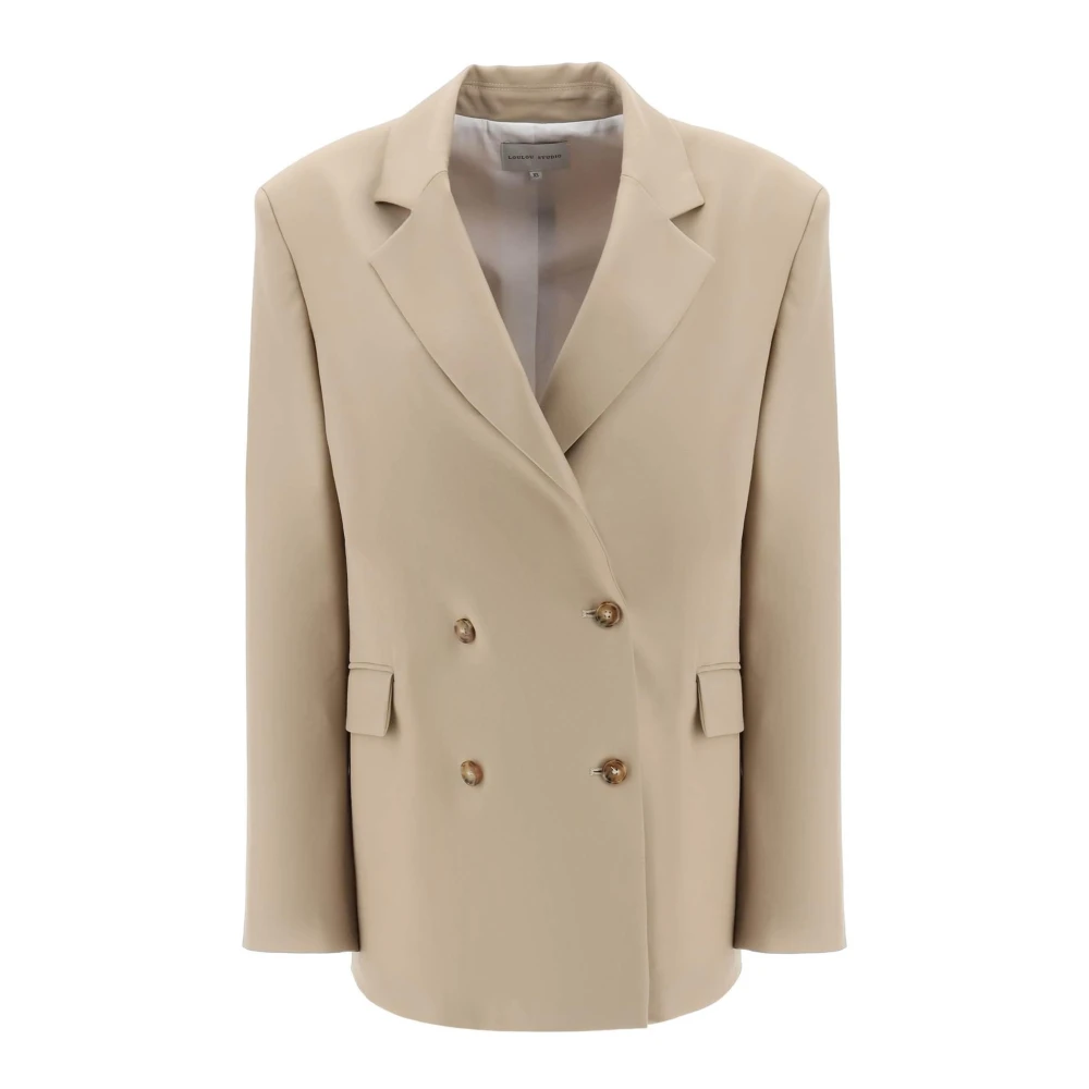 Loulou Studio Deconstructed Double Breasted Blazer Beige Dames