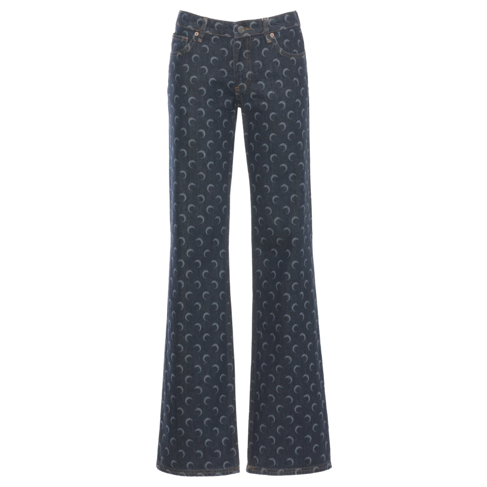 Marine Serre Blue Bootcut Jeans, Female, S, Moon Bootcut Jeans
