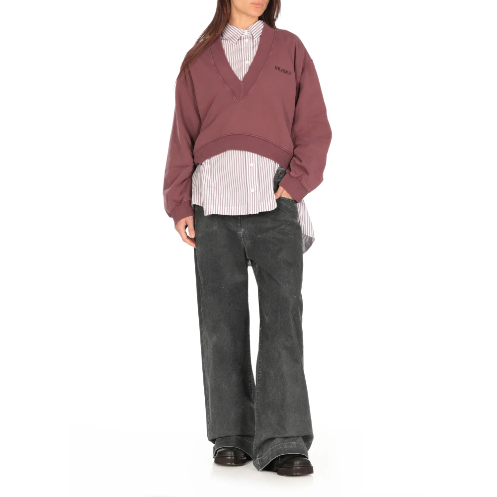 The Attico Bordeaux Katoen V-Hals Sweatshirt Red Dames