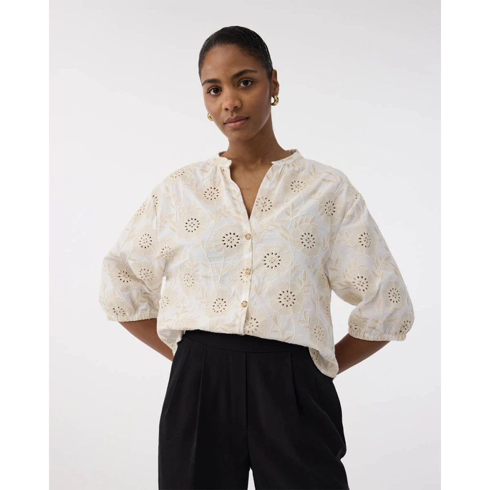 Knit-ted Blouse Korte Mouw Penny Beige Dames