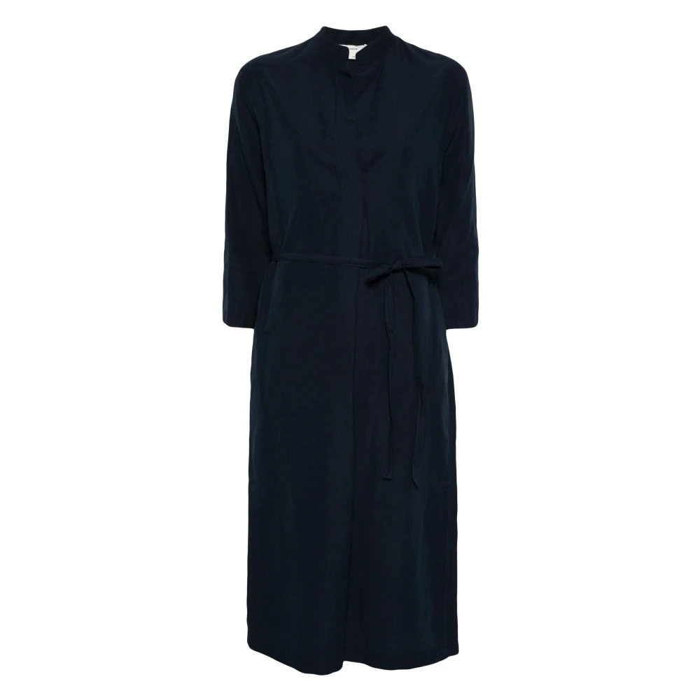 Vince Blauwe Midi Jurk met Bandkraag Blue Dames