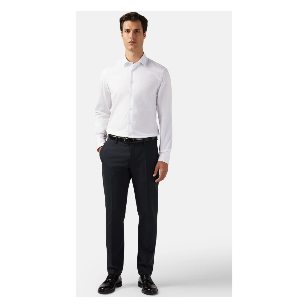 Boggi Milano Slim Fit Stretch Katoenen Overhemd White Heren