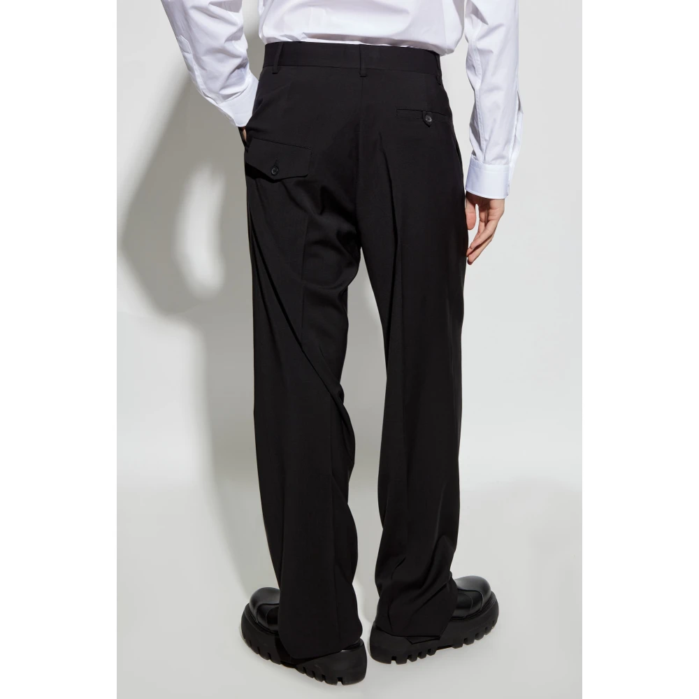 Moschino Wollen broek met vouw Black Heren