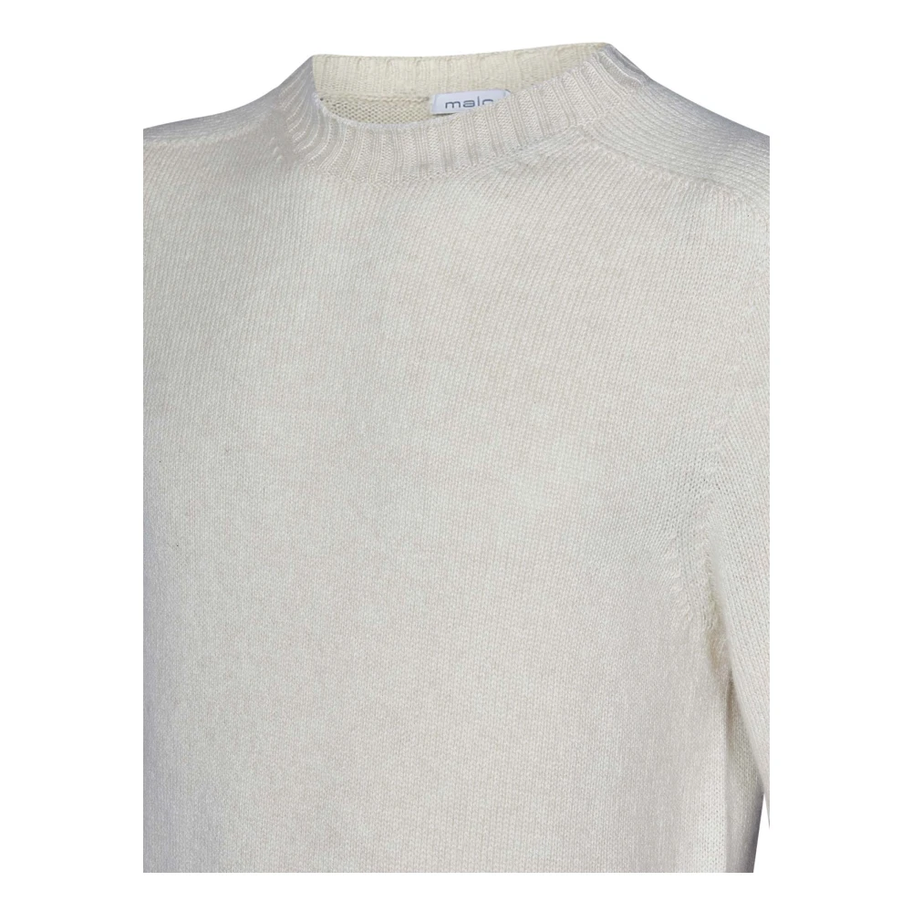 Malo Crème Cashmere Crew Neck Sweater Beige Heren