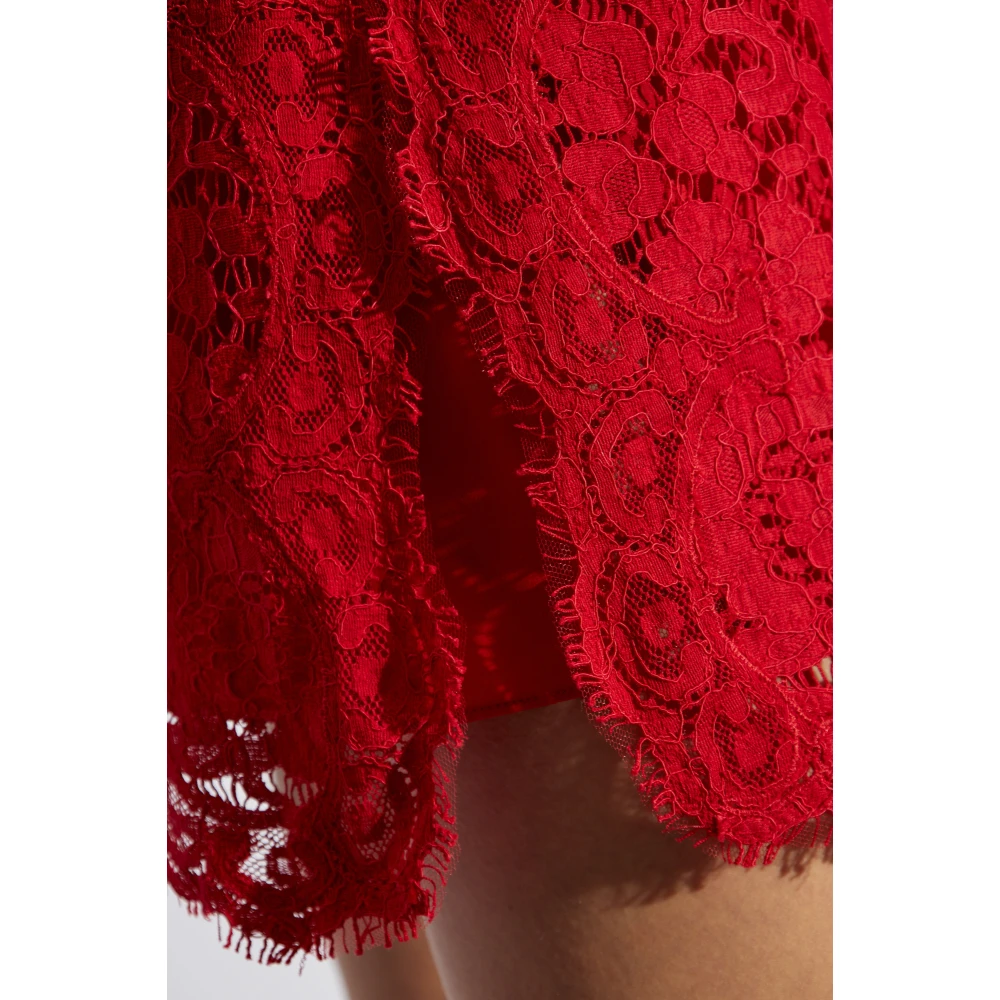 Dolce & Gabbana Kanten jurk met lange mouwen Red Dames