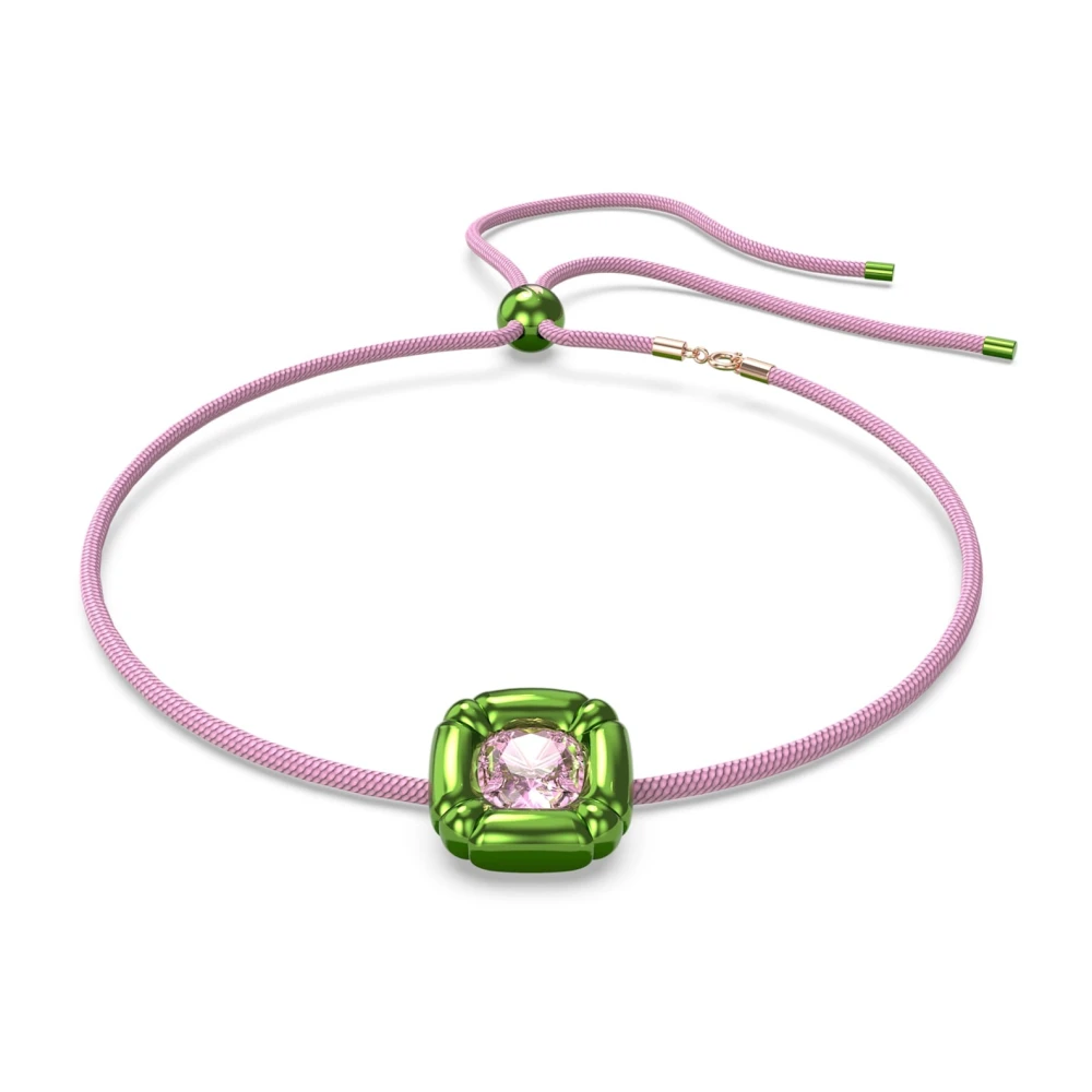 Swarovski , Necklaces, Female, Pink, One Size, Green Crystal Necklace Kiss Cut