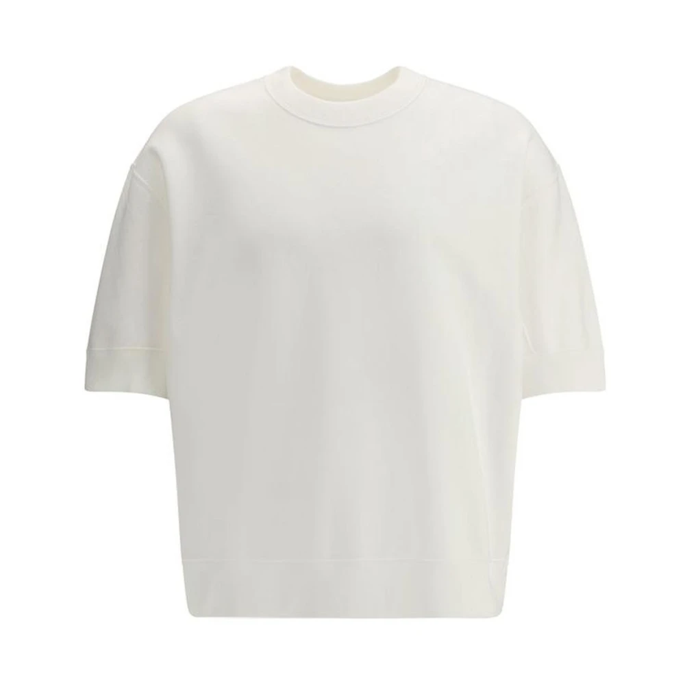 Jil Sander Monochrome Katoenen T-shirt met Geribbelde Ronde Hals White Heren