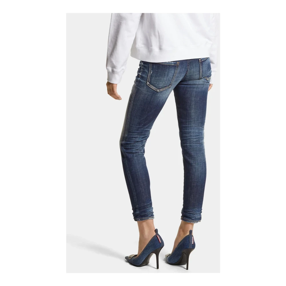 Dsquared2 Blauwe Skinny Cropped Denim Jeans Blue Dames