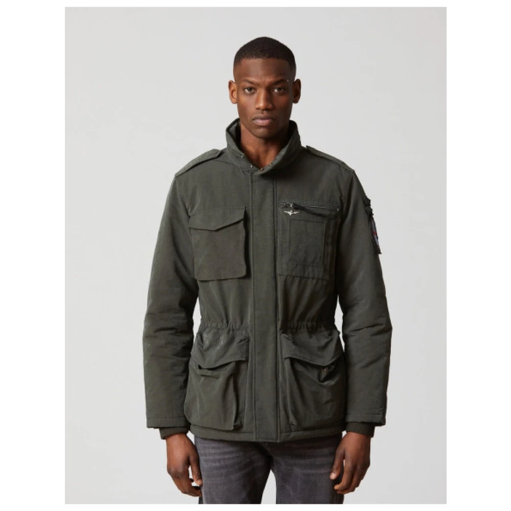 aeronautica militare Gewatteerde katoenmix safari jas Green Heren