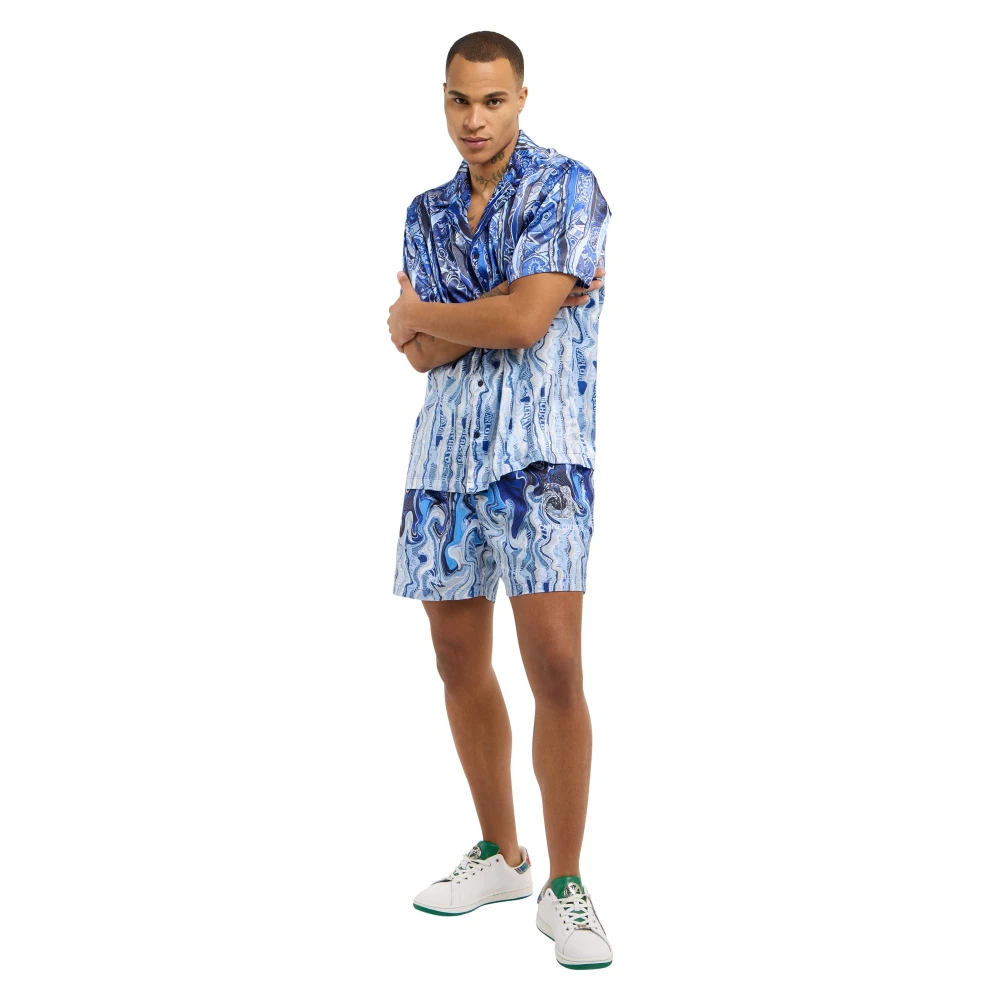 carlo colucci Artistieke Gebreide Shirt Blue Heren