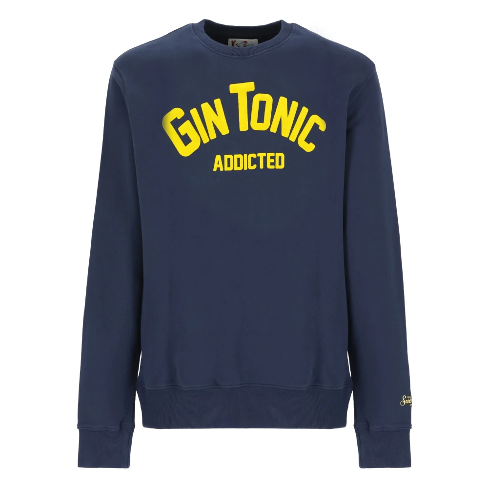 Saint Barth Blauwe Katoenen Trui met Gin Tonic Print Blue Heren