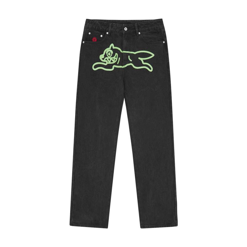 Icecream Men's Black Running Dog Denim Pant - Straight Fit Jeans - W30 - Jeans