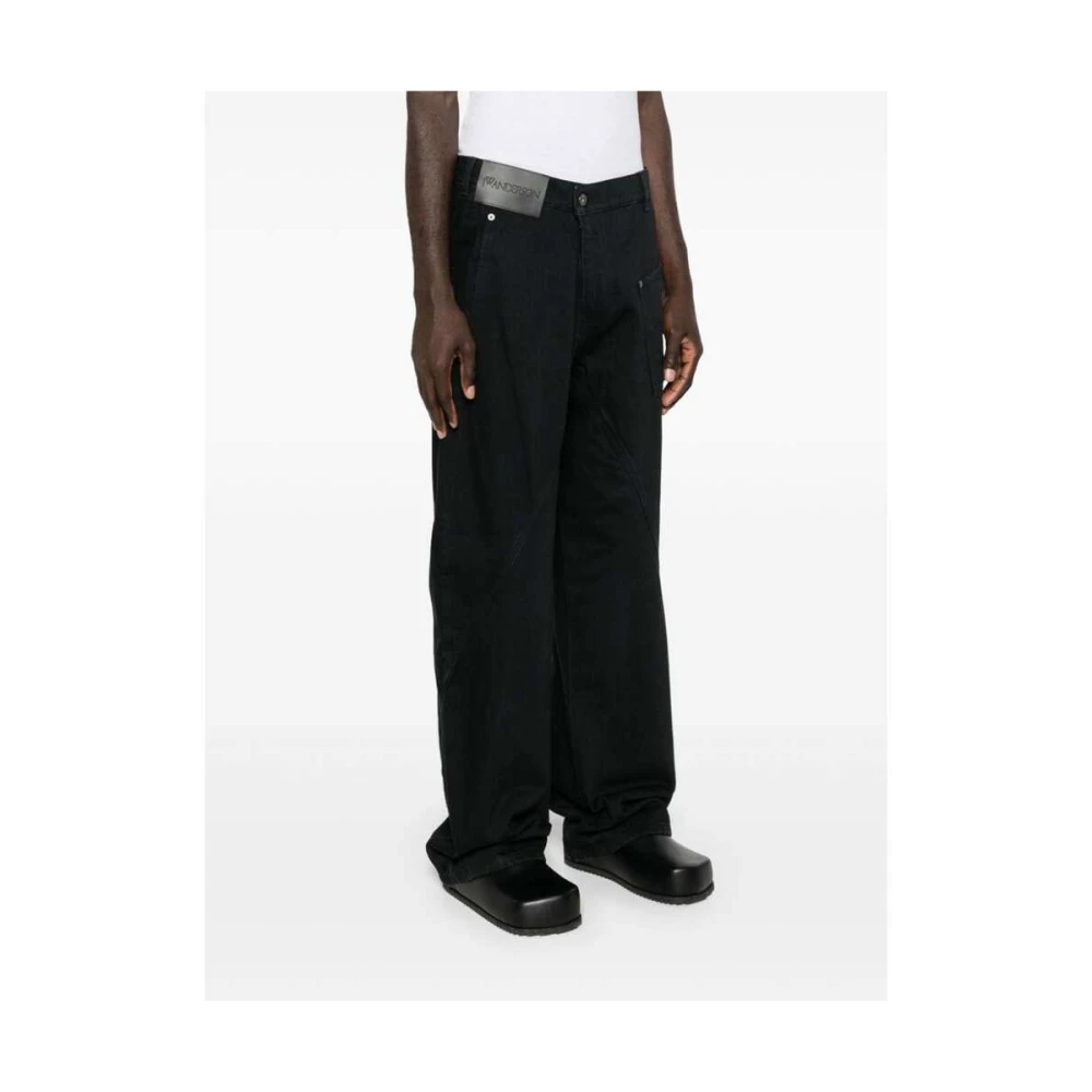 JW Anderson Zwarte Denim Wide Leg Jeans Black Heren