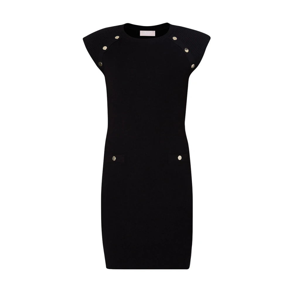 Liu Jo Elegante Zwarte Jurk met Geborduurde Details Black Dames