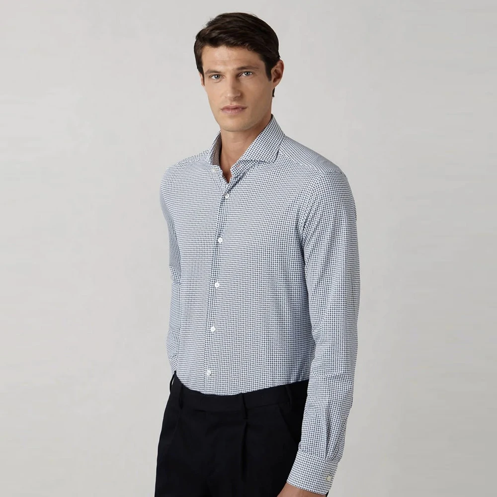 Xacus Actief Shirt Blauw Wit Tailor Slim Fit Blue Heren