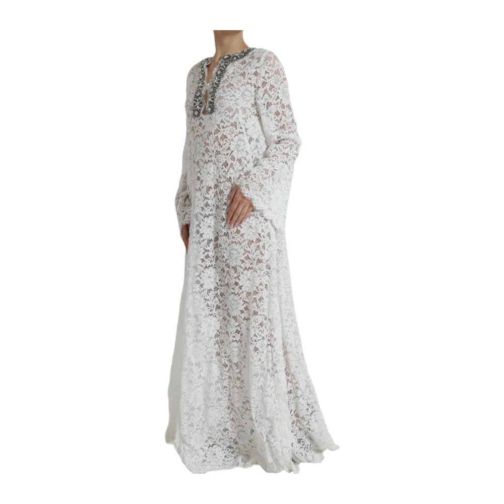 Dolce & Gabbana Women's White Crystal Embellished Maxi Dress