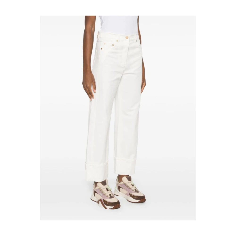 Max Mara Witte Broek met Omgeslagen Zoom White Dames