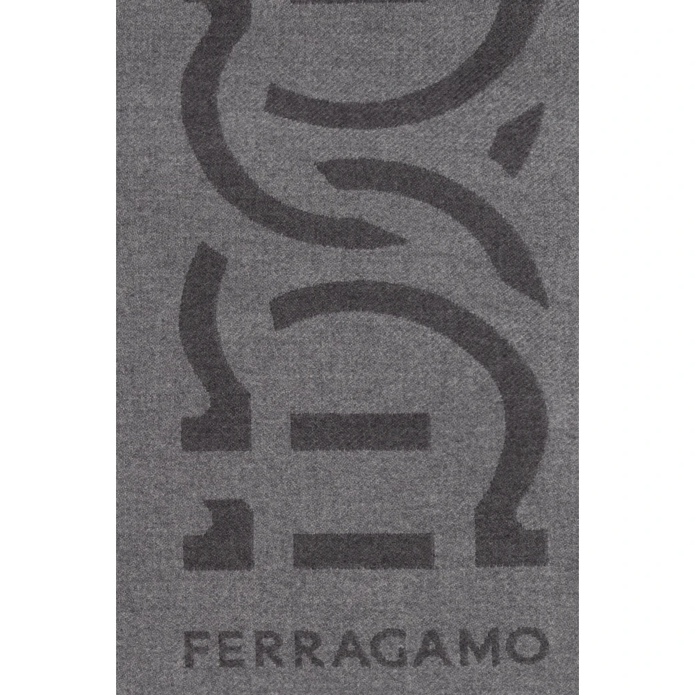 Salvatore Ferragamo Sjaal met logo Gray Heren