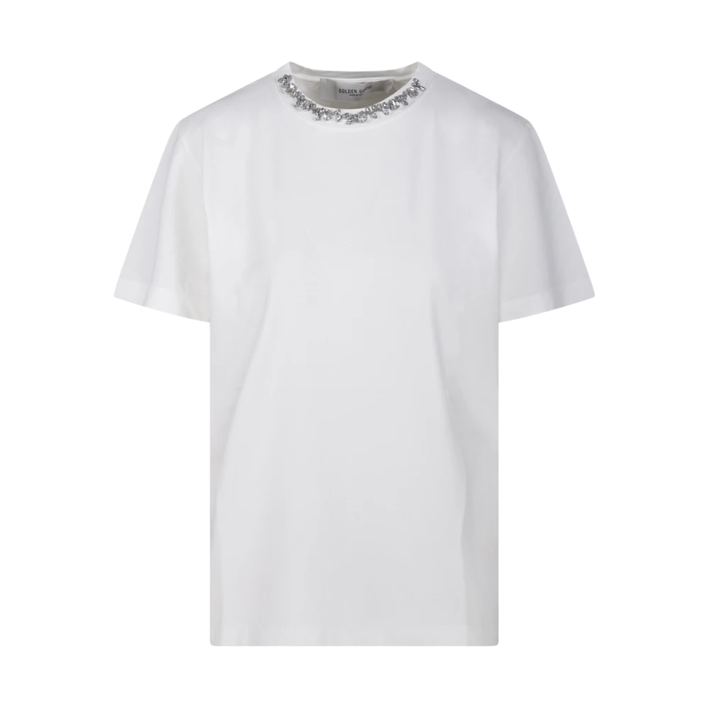 Golden Goose Vintage White Geborduurde Regular T-Shirt White Dames