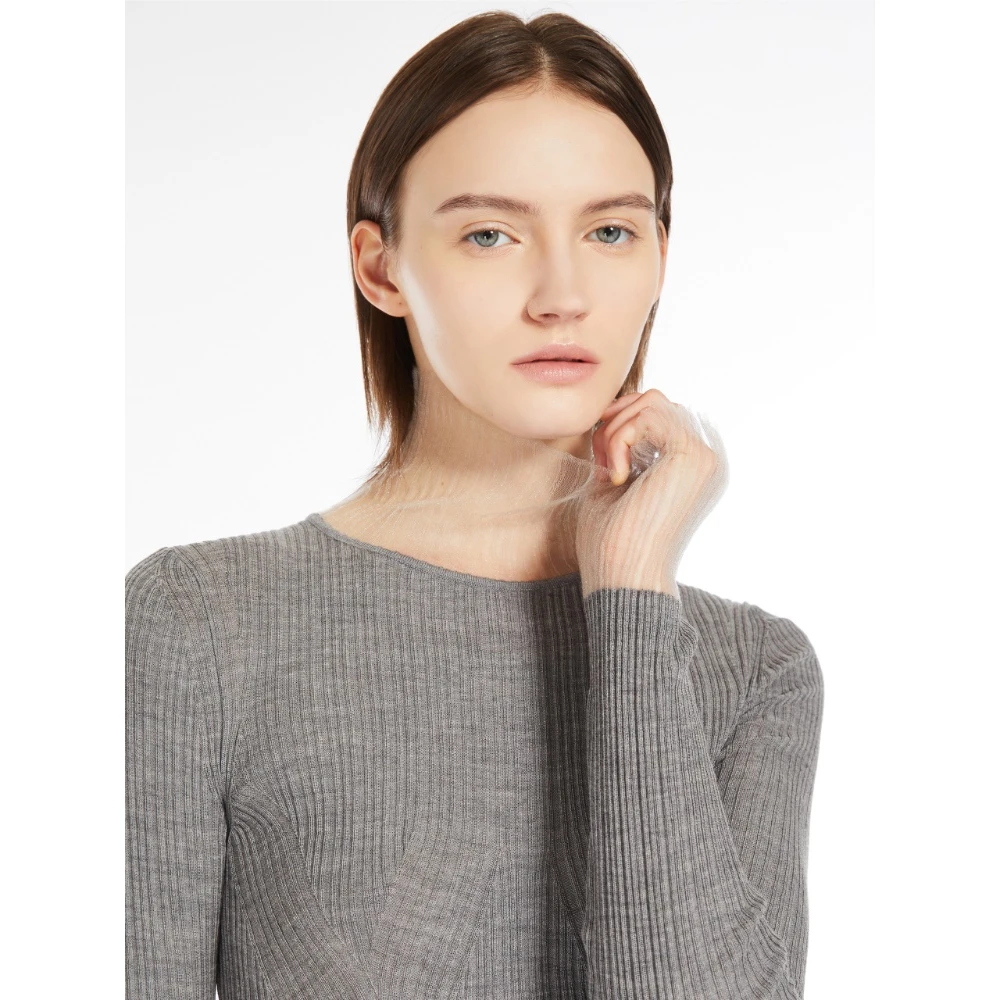 SPORTMAX Grijze Ribtrui Lupetto Fit Gray Dames