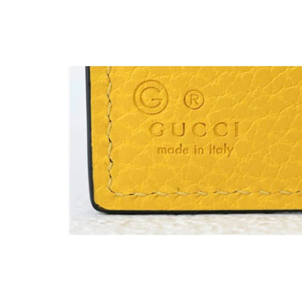 Gucci Trifold Portemonnee Zwart en Geel Heren Leer Dollar Kalf Mod. 610465 Cao2N 1041 Yellow Unisex