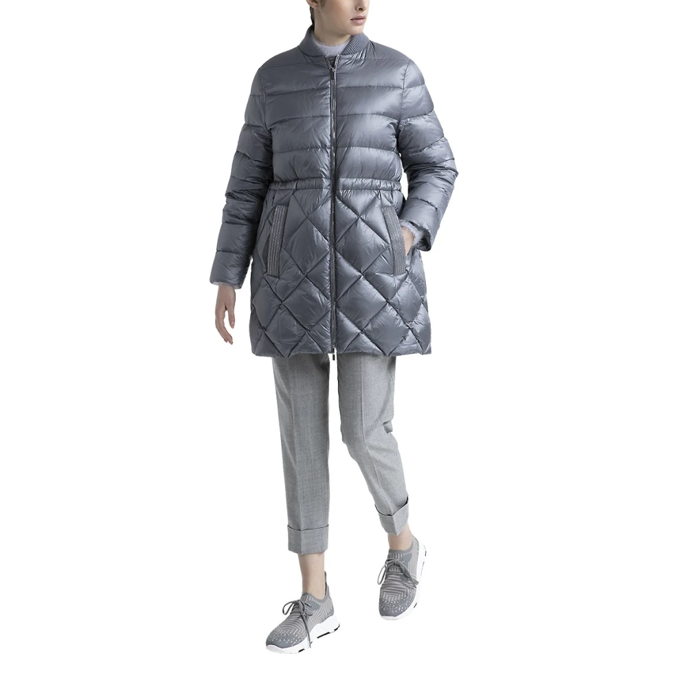 PESERICO Midi gewatteerde ganzendonsjas Gray Dames