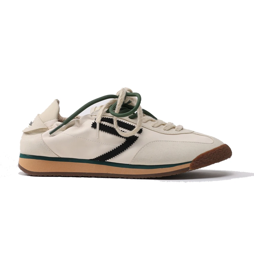 Puraai Veganistische Canvas Sneaker met Suède Inzetstukken Heren Schoenen Beige