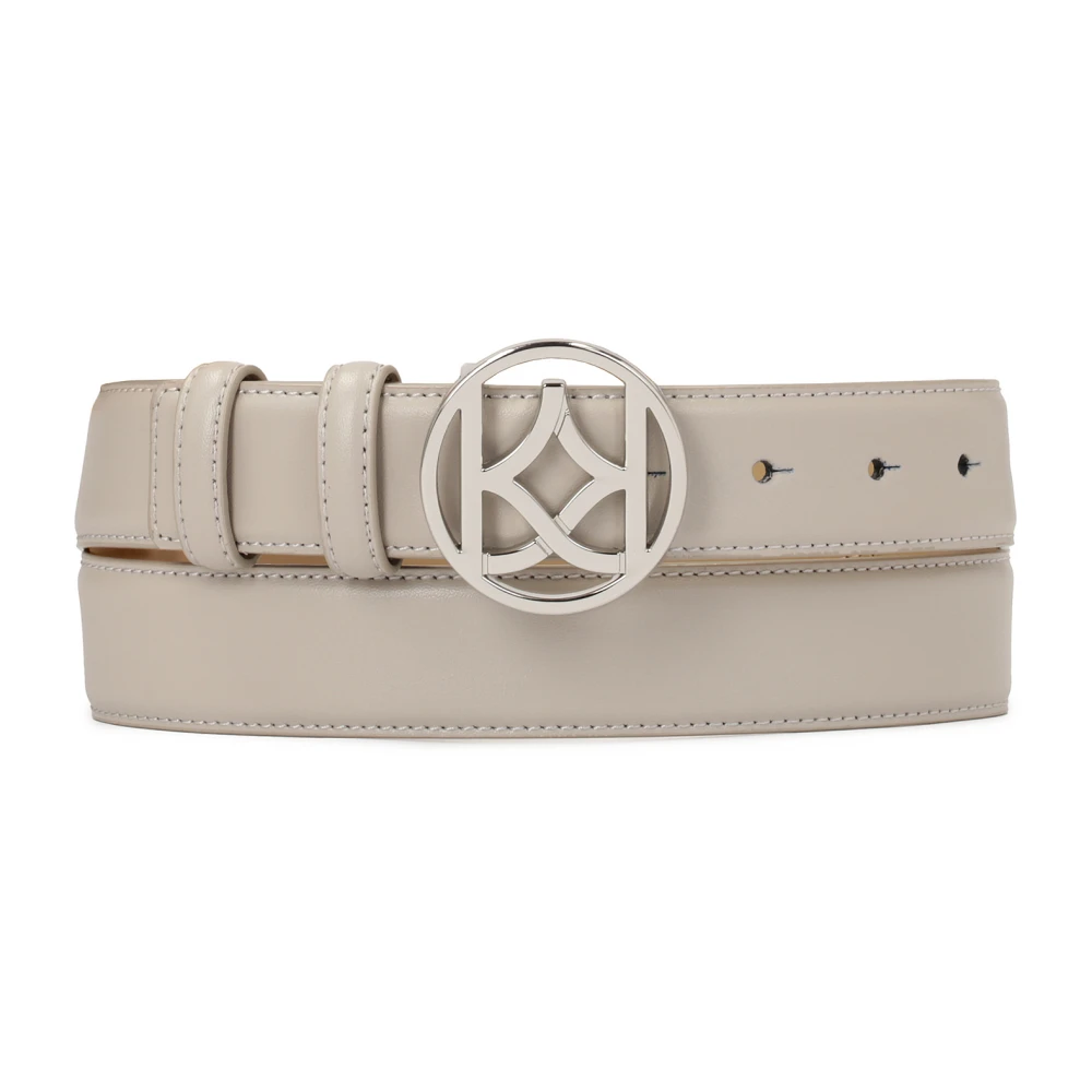 Kazar Grijze leren riem met ronde gesp Gray Dames