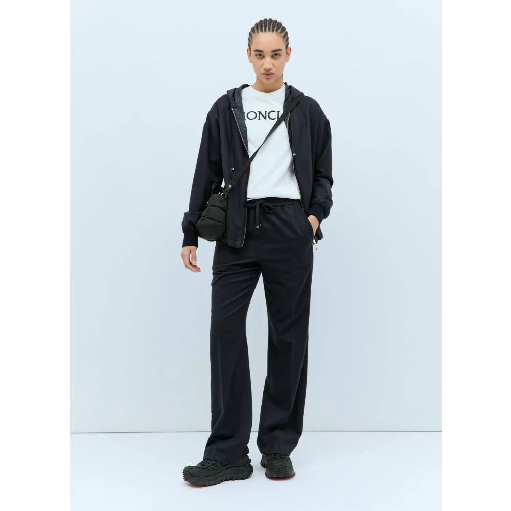 Moncler Wool-Blend Drawstring Trackpants Blue Dames
