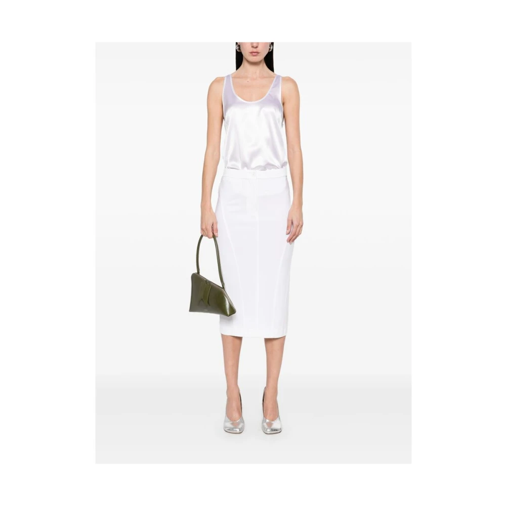 pinko Witte Mouwloze Top met Scoop Neck White Dames