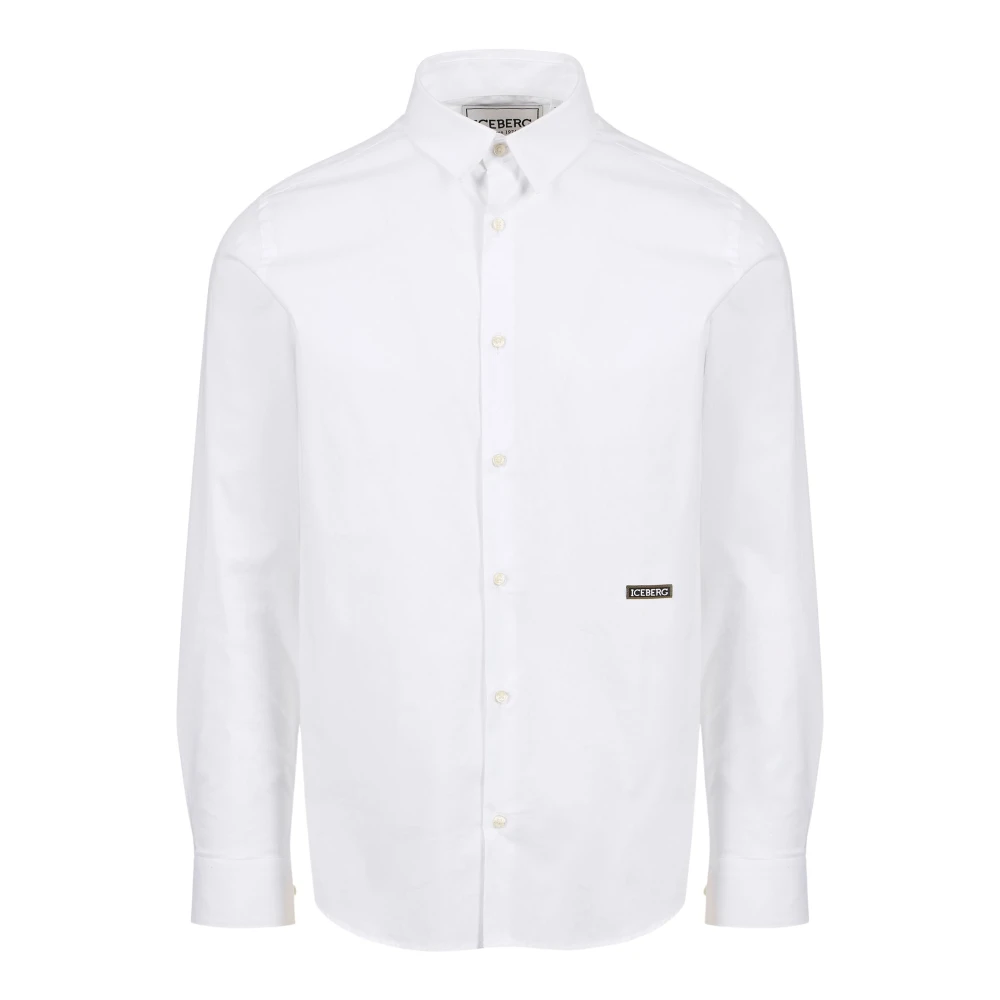 Iceberg Wit slim fit overhemd met lange mouwen en patch White Heren