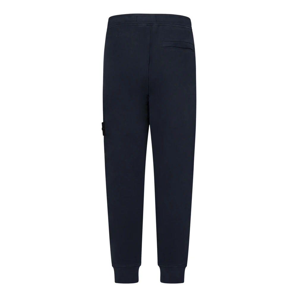 Stone Island Blauwe elastische broek met geribbelde onderkant Blue Dames