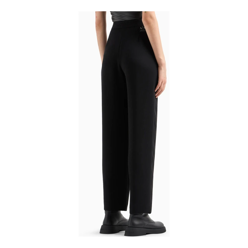 Armani Exchange Zwarte Geplooide Broek Met Knoopsluiting Black Dames
