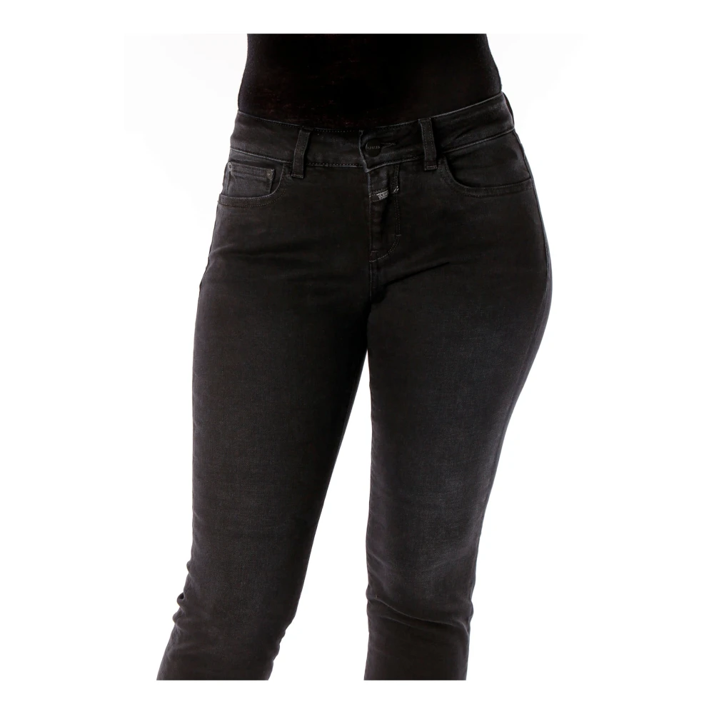 closed Zwarte Slim Fit Cropped Jeans Black Dames