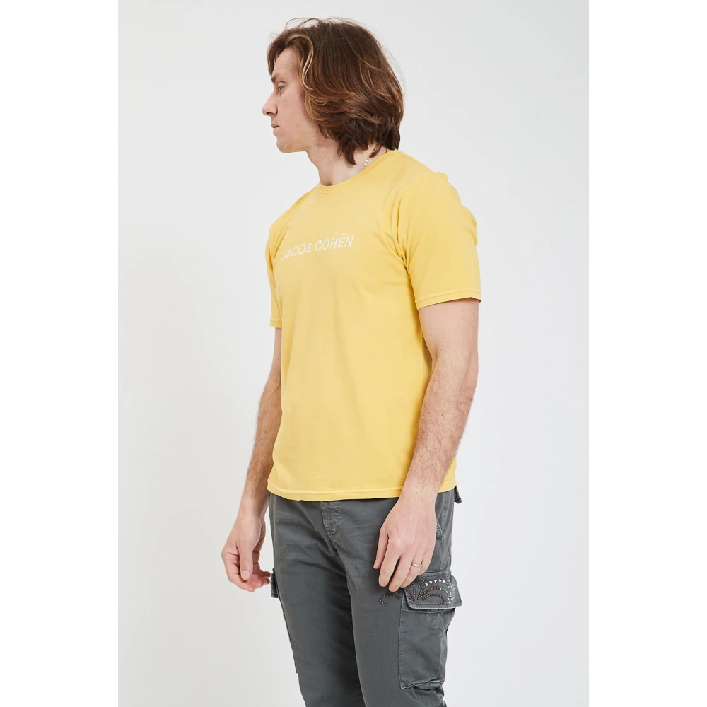 Jacob Cohën Bedrukt T-shirt met ronde hals Yellow Heren