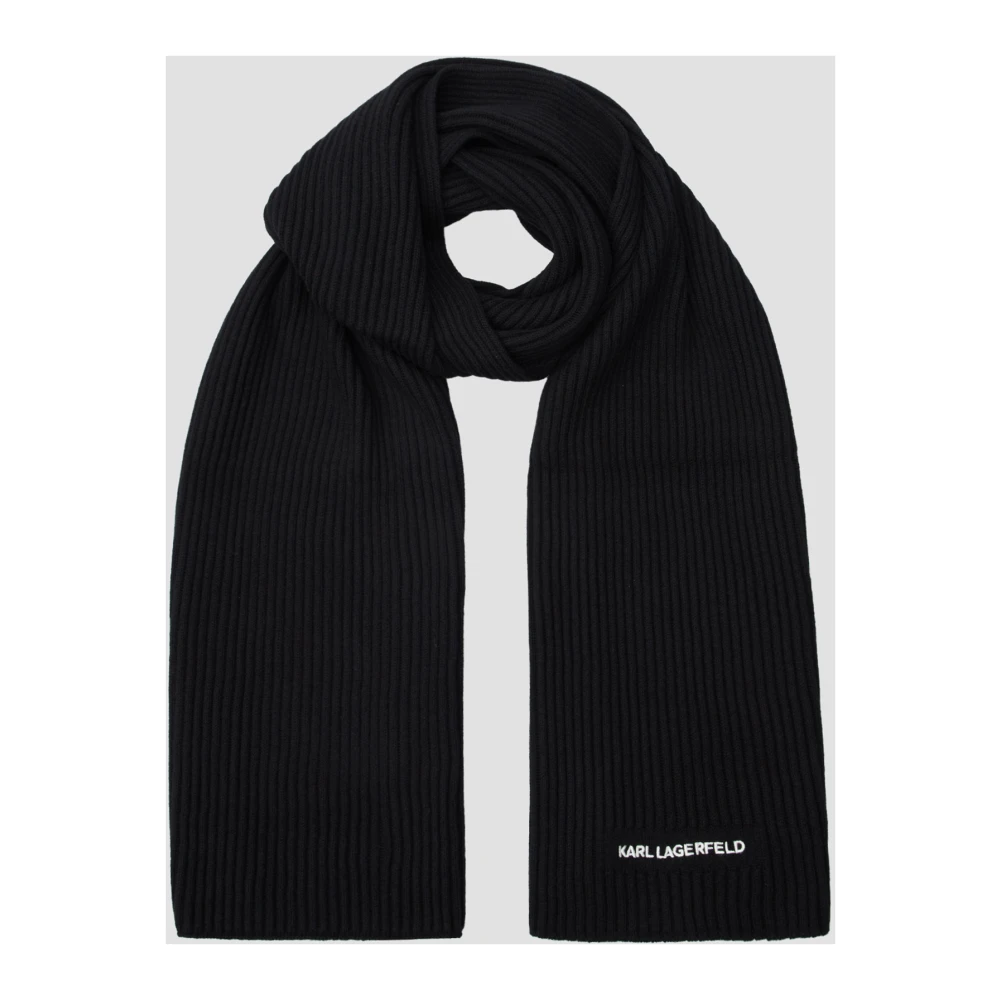 Karl Lagerfeld Geruite sjaal met logoborduursel Black Heren