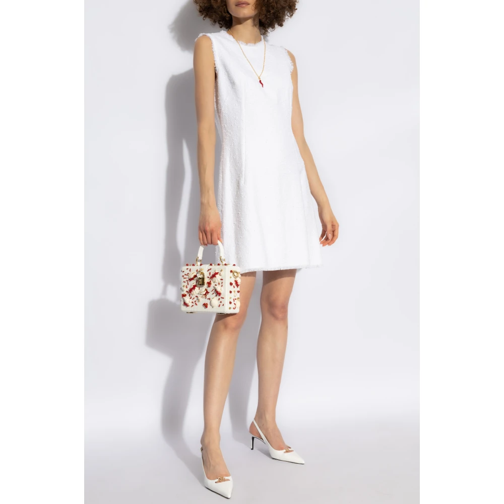 Dolce & Gabbana Tweed mouwloze jurk White Dames