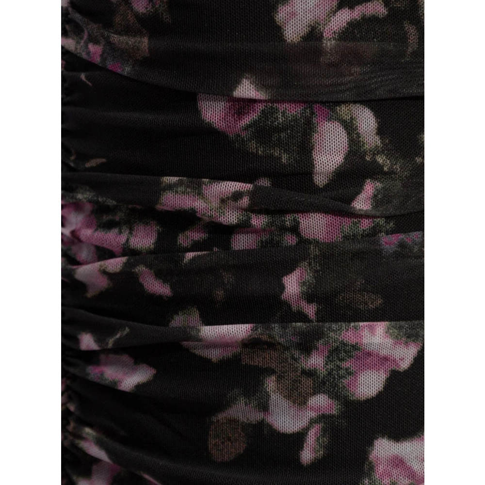 Ganni Bloemen Ruffle Midi Rok Black Dames