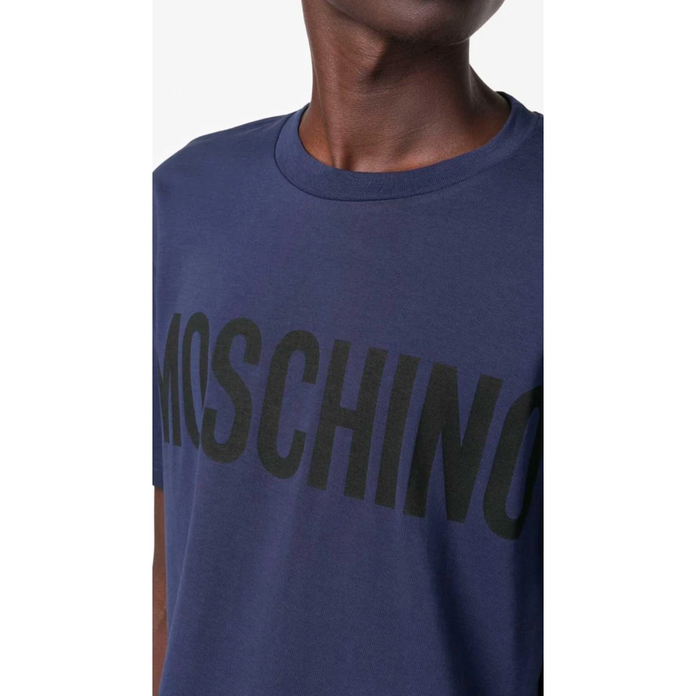 Moschino Blauw Aansluitend T-Shirt van Katoen en Elastaan Blue Heren