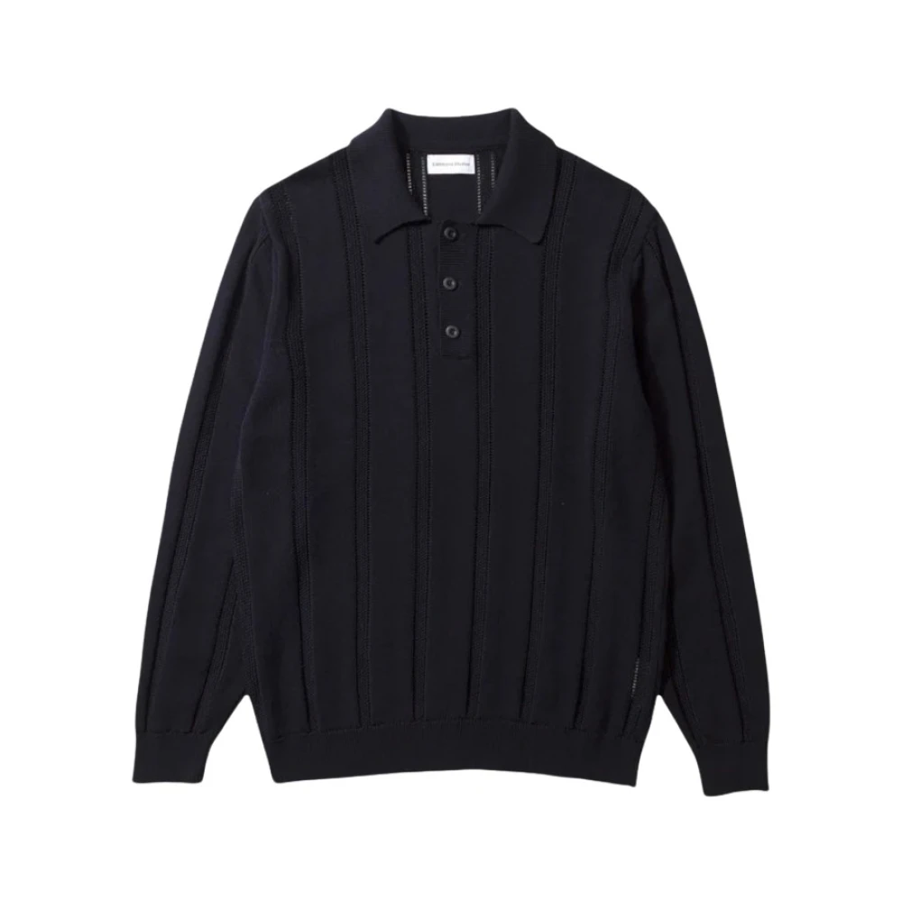 Edmmond Studios Men's Blue Wool Polo - Round-Neck Knitwear - L - Knitwear