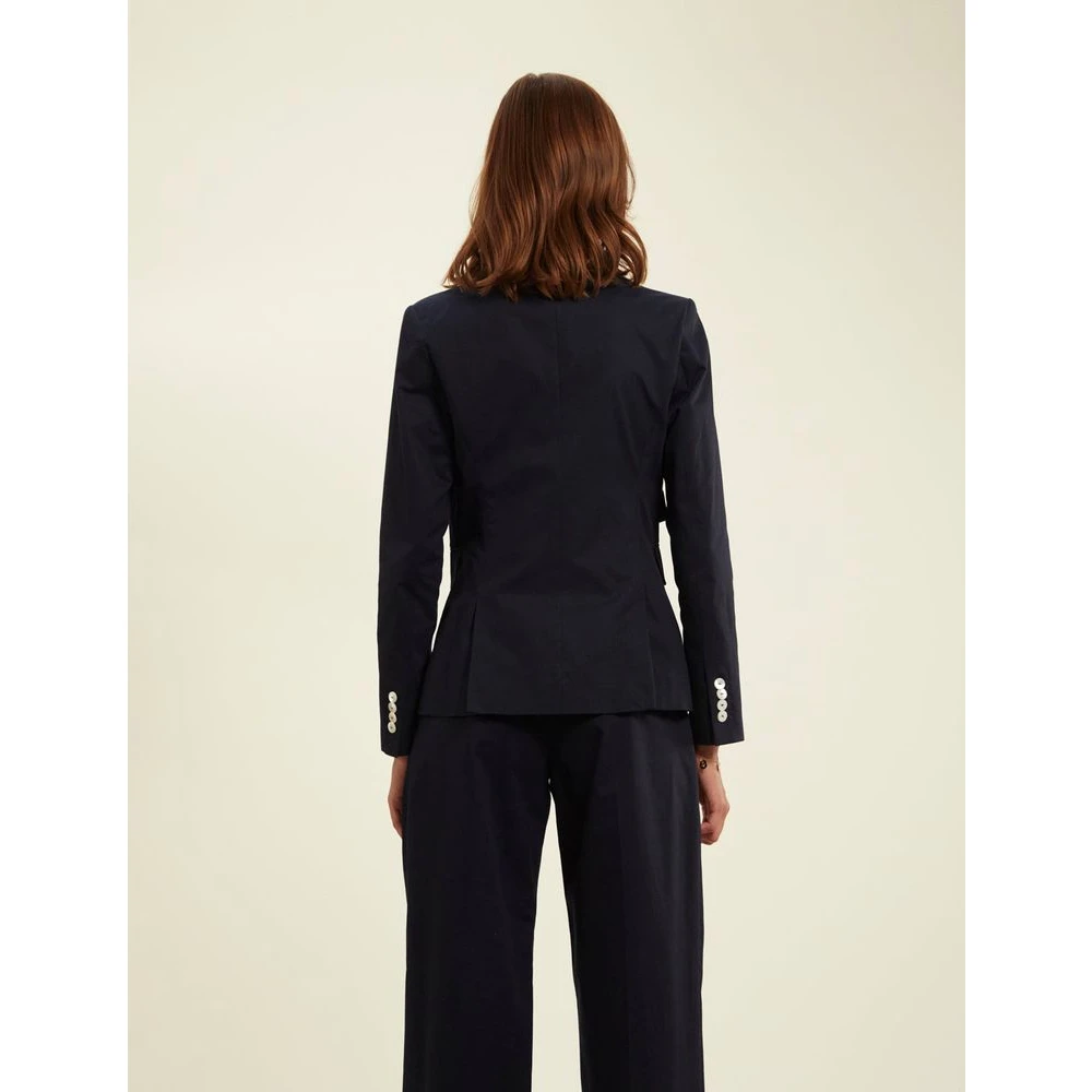 Ines De La Fressange Paris Navy Blauw Ottomaans Pak Jas Blue Dames