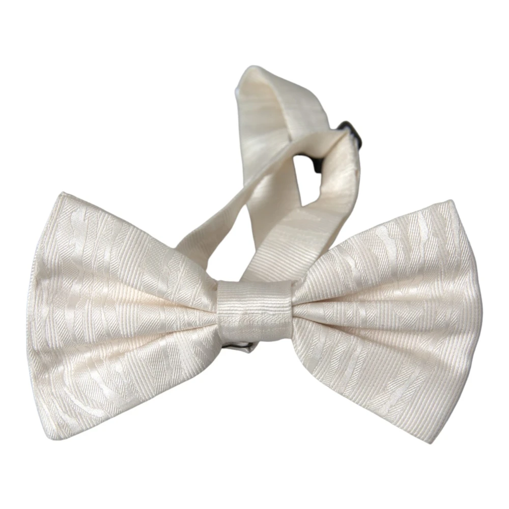 Dolce & Gabbana Zijden Jacquard Heren Vlinderdas White Heren