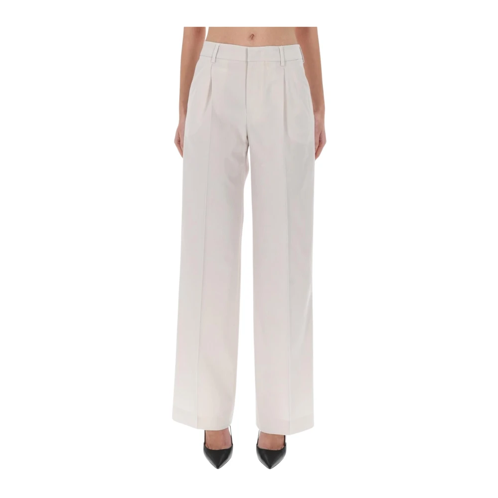 Pt Torino Mujer Beige Pantalones Anchos Con Pliegues