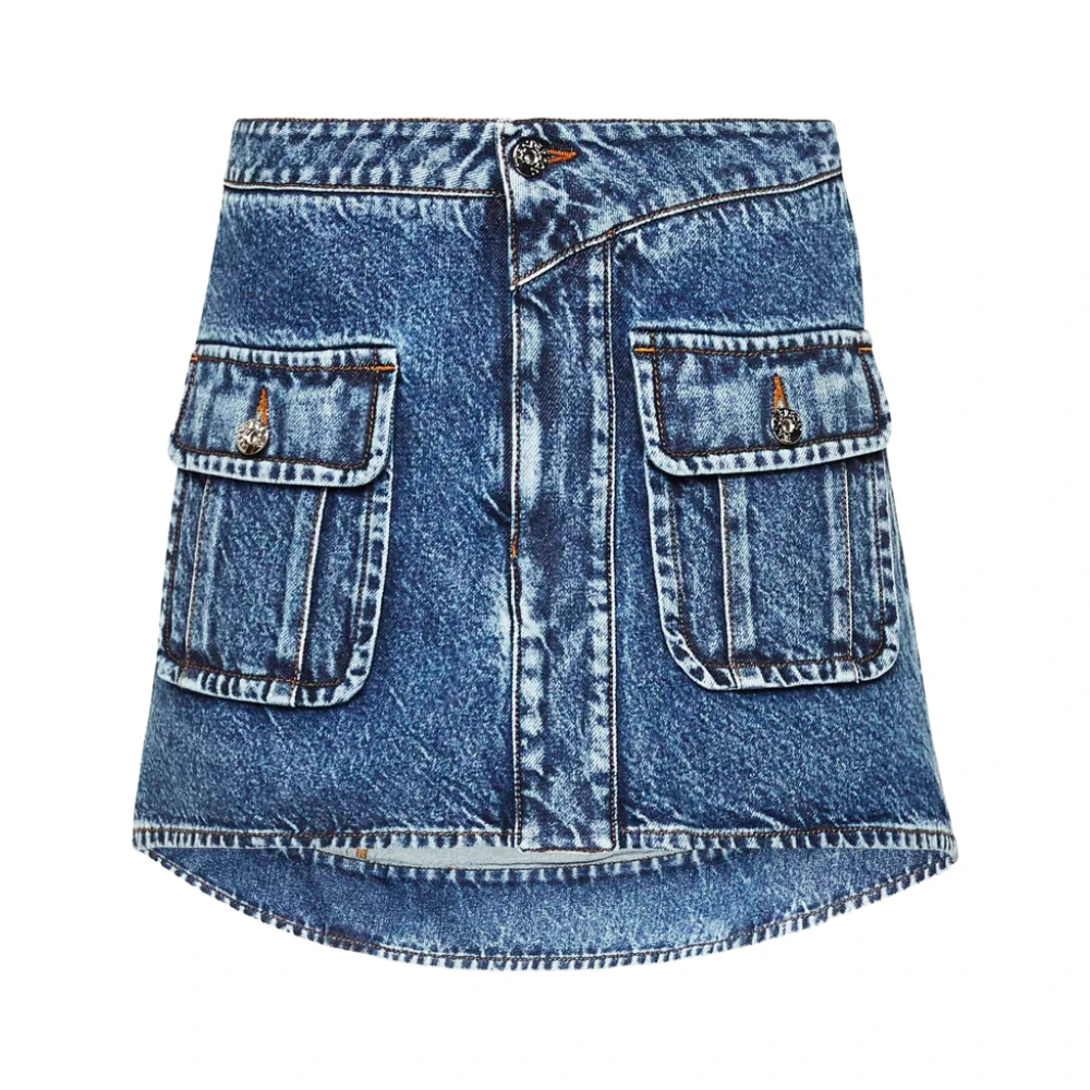 JW Anderson Indigo Denim Rok Gebogen Zoom Blue Dames