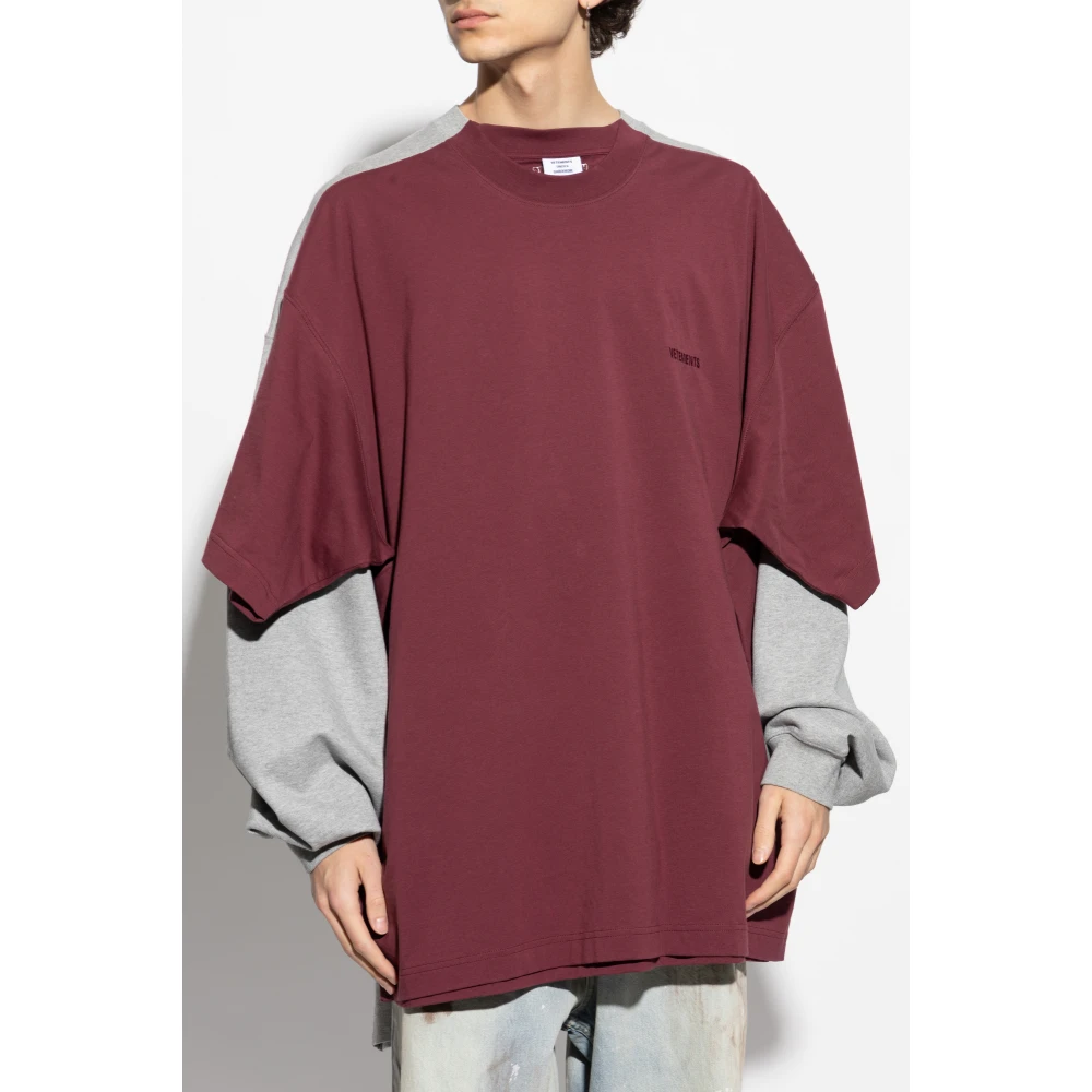 Vetements Sweatshirt met dubbel T-shirt in oversized stijl Multicolor Heren