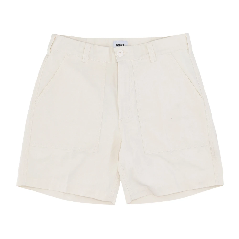 Obey Verktyg Twill Korta Byxor White, Herr